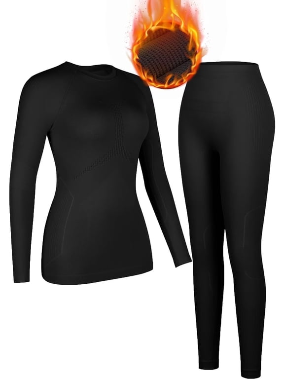 Thermal Underwear Sets for Women Thermal Athletic Outfit Sets Clothes Winter Skiing Quarter Zip Activewears