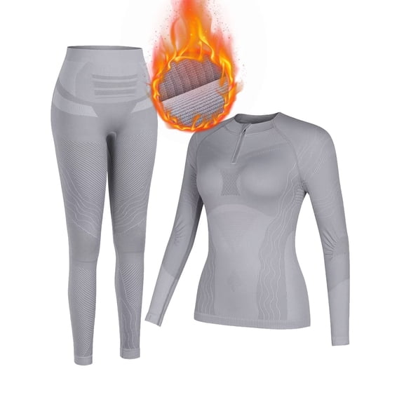 Charmo Thermal Underwear Sets for Womens Athletic Outfit Sets for Skiing Quarter Zip Activewear for Cold Weather