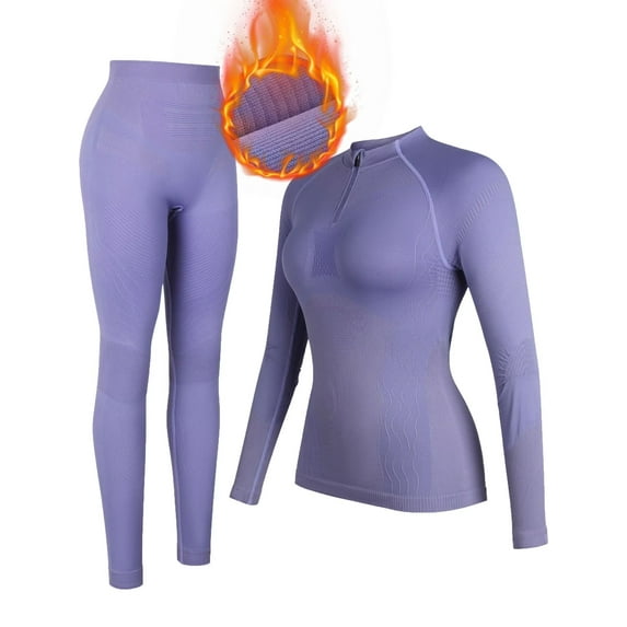 Charmo Thermal Underwear Sets for Womens Athletic Outfit Sets for Skiing Quarter Zip Activewear for Cold Weather