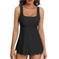 thumbnail image 1 of Charmo Tummy Control Scalloped Square Neck Padded Black Bikini & Tankini Top (Women's XL), 1 of 4