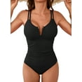 thumbnail image 1 of Charmo Tummy Control V Neck Swimsuits for Womens Ruched One Piece Swimsuit, 1 of 5