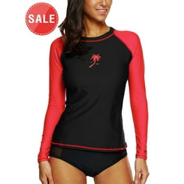 Women s Color Blocked Rash Guard Leaf Splic Long Sleeve Swimsuit Tops UPF 50 Swim Shirt
