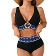 thumbnail image 1 of Asoul V Neck High Waisted Bikini Sets for Womens Wide Straps Bathing Suit, 1 of 5
