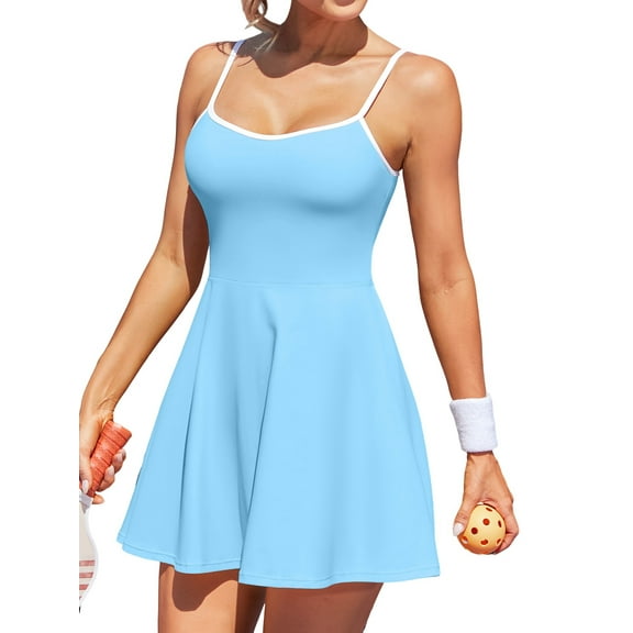 Charmo V Neck Tennis Dress for Womens Backless Workout Golf Dress with Shorts
