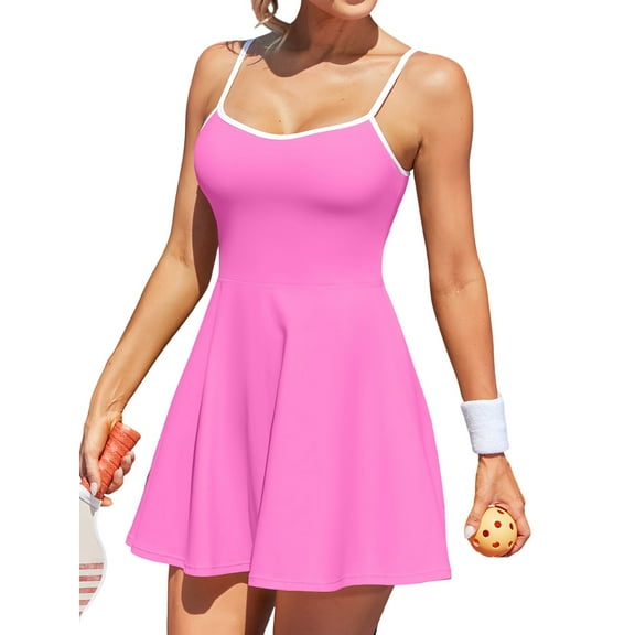 Charmo V Neck Tennis Dress for Womens Backless Workout Golf Dress with Shorts