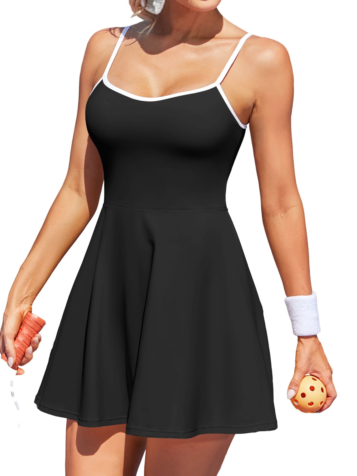 Charmo V Neck Tennis Dress for Womens Backless Workout Golf Dress with Shorts