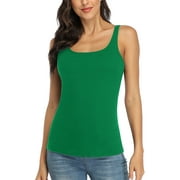 Charmo Wider Straps Tank Tops for Women Cotton Undershirt with Shelf Bra Basic Camisole