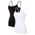 thumbnail image 1 of Charmo Women Basic Cami Tanks Adjustable Spagetti Strap Built in Bra Tank Tops Cotton Undershirt, 2 Pack, 1 of 7