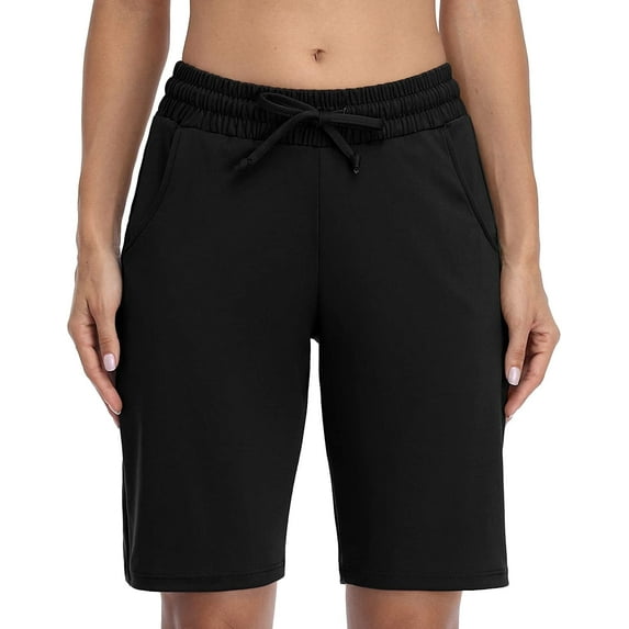 Charmo Women Bermuda Shorts with Pockets Athletic Knee Length Workout Biker Shorts