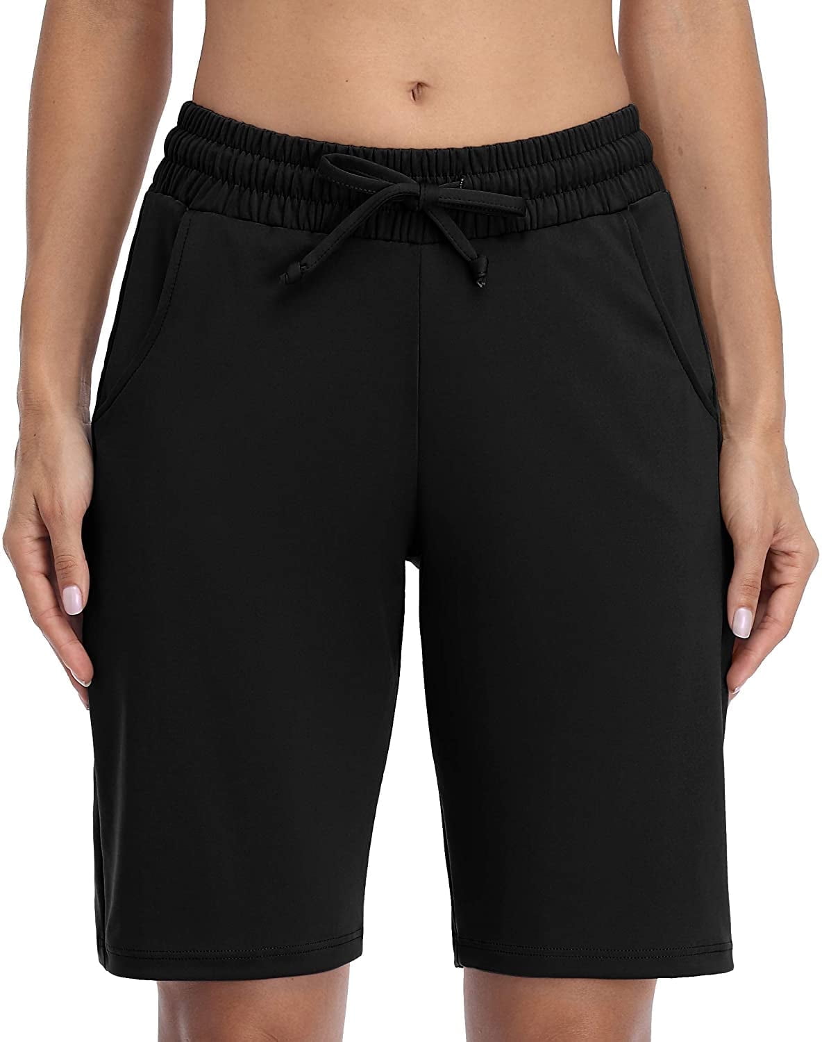 Charmo Women Bermuda Shorts with Pockets Athletic Knee Length Workout ...