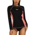 thumbnail image 1 of Charmo Women Color Blocked Swim Shirts Long Sleeve Rash Guard UPF 50+ UV Swimsuit Top, 1 of 7