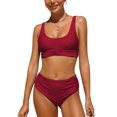 thumbnail image 1 of Charmo Women High Waisted Bikini Crop Top 2 Piece Bathing Suit Sports Swimsuit, 1 of 6
