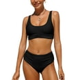 thumbnail image 1 of Charmo High Waisted Bikini Crop Top 2 Piece Bathing Suit, Size XL, Black (Women's), 1 of 6