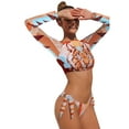 thumbnail image 1 of Charmo Women Long Sleeve Swimsuit UV Sun Protection Rash Guard Two Piece Printed Surfing Swim Bathing Suit, 1 of 4