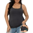 thumbnail image 1 of Charmo Womens Plus Size Cotton Tank Tops with Shelf Bra Adjustable Wider Strap Camisole Basic Undershirts 1X-5X, 1 of 10