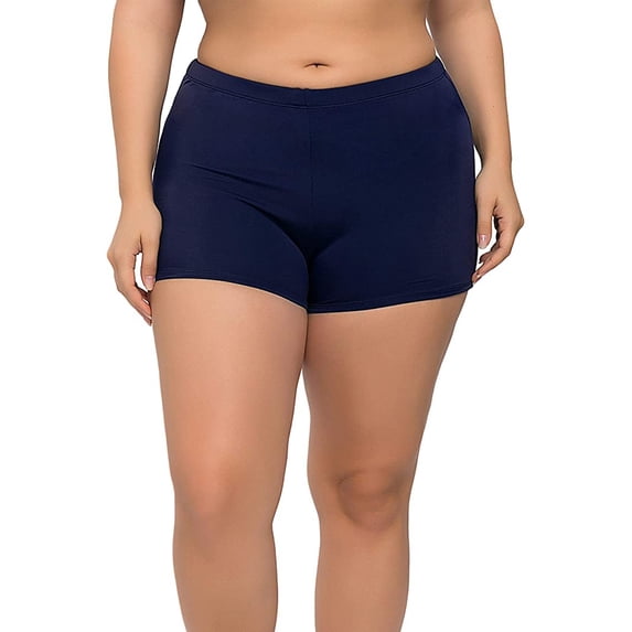 Charmo Women Plus Size Swimming Shorts Swimsuit Shorts Swimwear Bottoms Solid Color