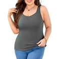thumbnail image 1 of Charmo Women Plus Size Tank Tops with Built-in Padded Bra Adjustable Strap V-Neck Camisole Cotton Cami Shirts 1X-4X, 1 of 7