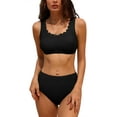 thumbnail image 1 of Charmo Women Scalloped Bikini Swimsuit High Waisted Two Piece Bathing Suit, 1 of 5