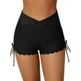 thumbnail image 1 of Charmo Women Scalloped Swim Shorts Drawstring Board Shorts Swimsuit Bottom, 1 of 7