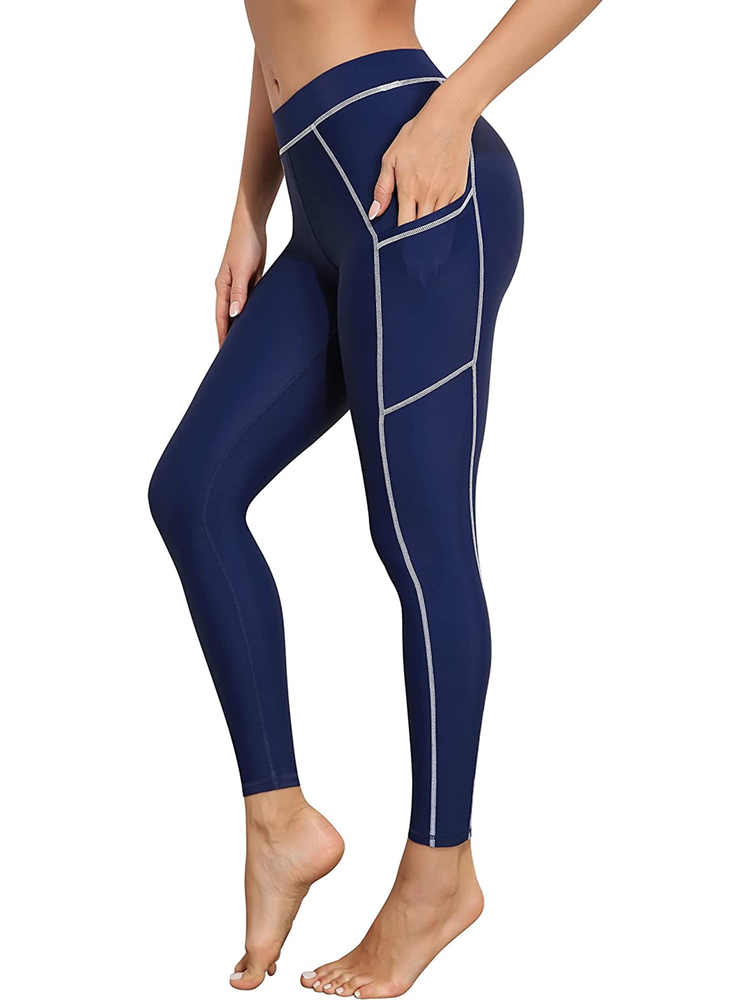 Charmo Women Swim Pants with Pockets High Waisted Long Swimming Leggings