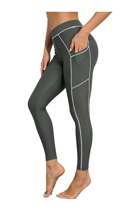 Women Swim Pants with Pockets High Waisted Long Swimming Leggings