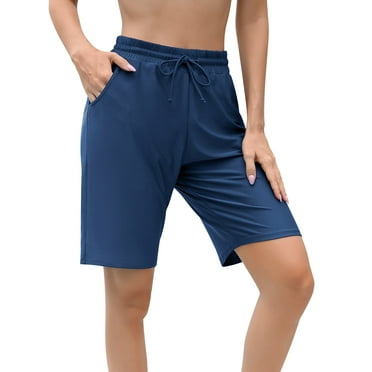 Charmo Women Swim Shorts Boy Leg Boardshorts with Built-in Brief Solid Beach Swimsuit Bottoms