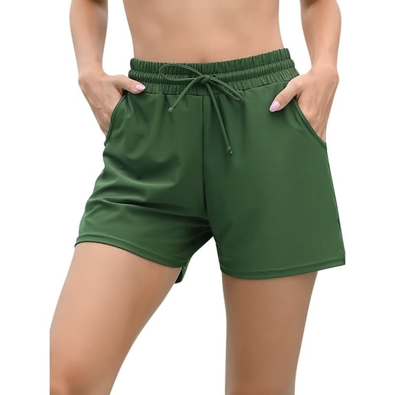 Charmo Women Swim Shorts Boy Leg High Waisted Swimming Boardshorts Swimwear Bottom