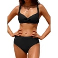 thumbnail image 1 of Charmo Women Twist High Waisted Bikini Swimwear Two Piece Ruched Tummy Control Swimsuit, 1 of 6