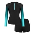 thumbnail image 1 of Charmo Women Two Piece Rash Guard Long Sleeve Zipper Swimsuits UV UPF 50+ Swim Shirt Bathing Suit with Boyshort Bottom, 1 of 8