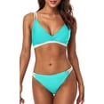 thumbnail image 1 of Charmo Women V Neck Bikini Set Low Waist 2 Pieces Swimsuits Tie Back Swimwear, 1 of 6