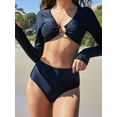 thumbnail image 1 of Charmo Women's 0-Ring Rash Guard Long Sleeve Two Piece Swimsuit Crop Top 2 Piece Bathing Suit, 1 of 6