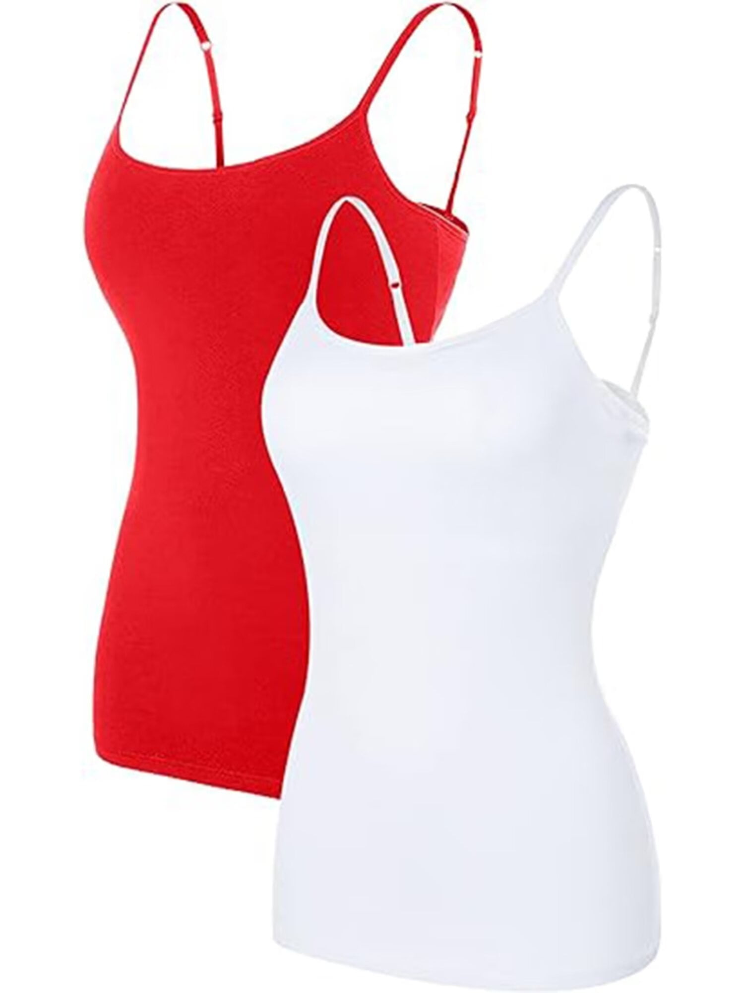 Camisole for Women with Built-in Bra, 2-in-1 5-Finger Cup Camisole with  Chest Pad, Adjustable Spaghetti Strap Tank Tops-D||XXXL