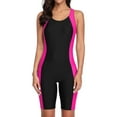 thumbnail image 1 of Charmo Women's Boyleg Swimsuits Racerback Athletic One Piece Bathing Suits Knee Length Bodysuits, 1 of 6
