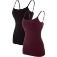 thumbnail image 1 of Charmo Women's Cami Adjustable Spaghetti Strap Built in Bra Tank Tops 2 Pack, 1 of 7