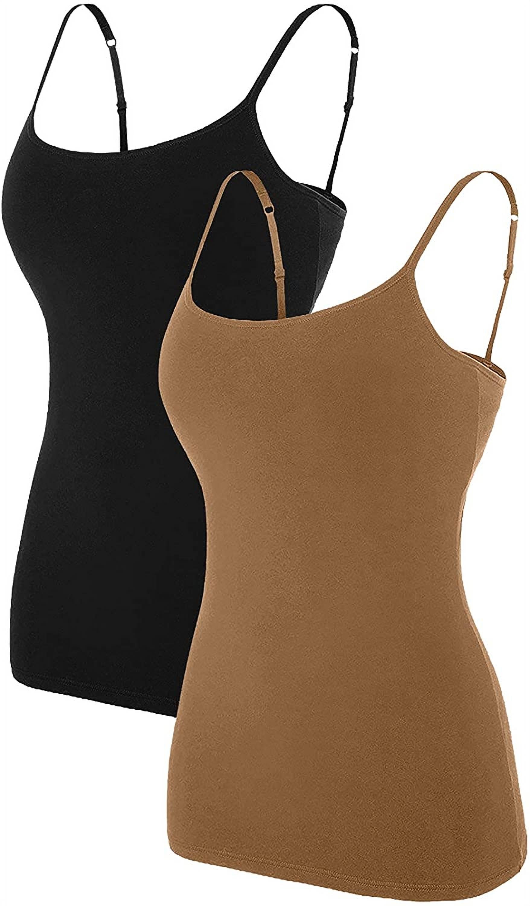 Charmo Women Basic Cami Tanks Adjustable Spagetti Strap Built in