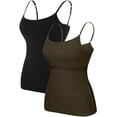 thumbnail image 1 of Charmo Women's Cami Adjustable Spaghetti Strap Built in Bra Tank Tops 2 Pack, 1 of 7