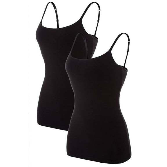 Charmo Women's Cami Cotton Adjustable Spaghetti Strap Built in Bra Tank Tops for women