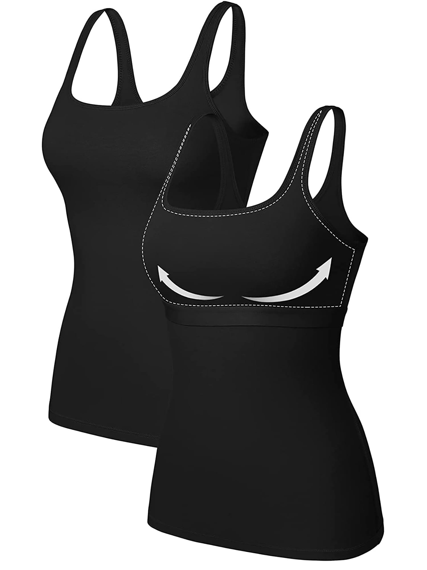 Charmo Women's Camisole Cotton Tank Top with Shelf Bra Wide Strap Basic