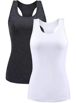 SHINEMART Women's Cotton Tank Top with Shelf Bra Camisole Basic Cami Tanks  Pack of 1 Plus Size (2XL, White)