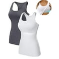 thumbnail image 1 of Charmo 2-Pack Cotton Tank Tops for Womens with Shelf Bra Racerback Yoga Camisole Workout Undershirts, 1 of 7