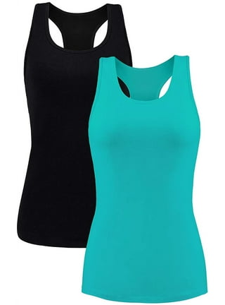 Women's Ribbed Workout Tank Tops with Built in Bra Racerback