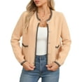 thumbnail image 1 of Charmo Women's Chunky Cardigan Sweaters Contrast Trim Crew Neck Coat, 1 of 6