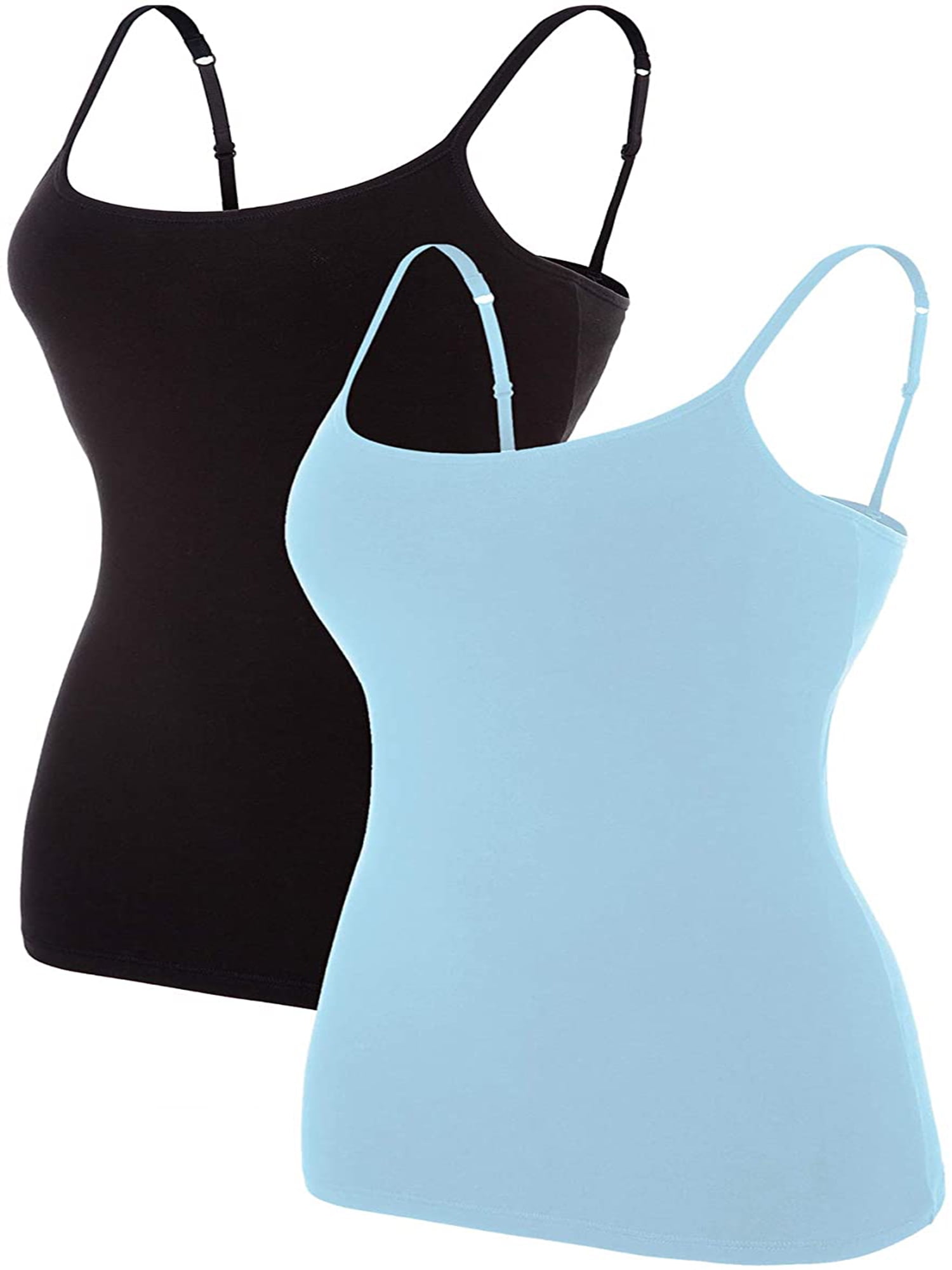Charmo Women's Cotton Camisole Shelf Bra Cami Spaghetti Straps Tank Top 2  Packs