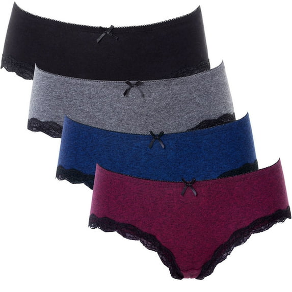 Charmo Women's Cotton Stretch Hipster Panties Assorted Cotton Soft Underwear 4 Packs