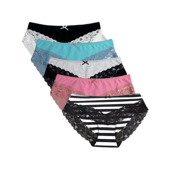 Charmo Women's Cotton Underwear Soft Stretch Hipster Panties Packs of 5