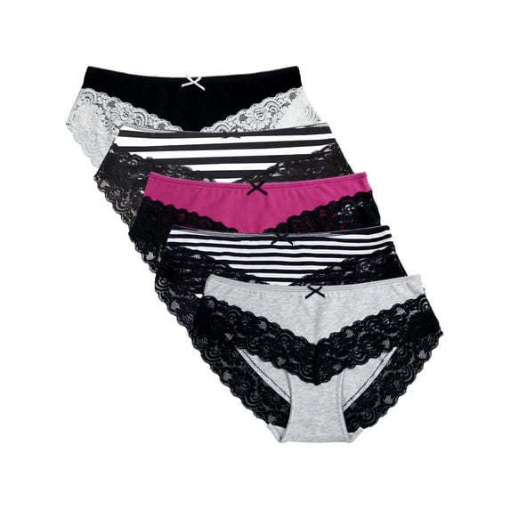 Charmo Women's Cotton Underwear Soft Stretch Hipster Panties Packs of 5