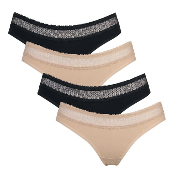 Charmo Women's Cotton Underwear Stretch Bikini Panties High Cut Briefs Low Rise 4 Packs