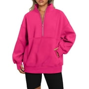 CHARMO Women's Half Zip Oversized Sweatshirts Fleece Quarter Zipper Pullover Hoodies 2025 Mock Neck Fall Workout Jacket
