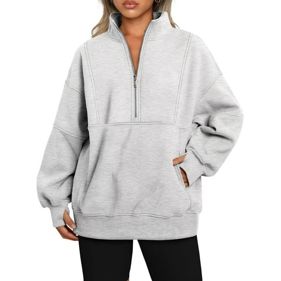 Charmo Women's Half Zip Oversized Sweatshirts Fleece Quarter Zipper Pullover Hoodies 2025 Mock Neck Fall Workout Jacket