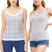 Charmo Womens Lace Camisole Adjustable Spaghetti Strap Tank Tops 2 Pack